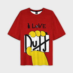 Футболка оверсайз мужская I LOVE DUFF Симпсоны, Simpsons, цвет: 3D-принт