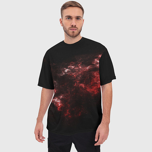 Мужская футболка оверсайз Красный космос Red space / 3D-принт – фото 3