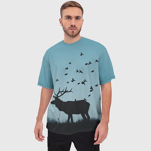 Мужская футболка оверсайз Северный Олень Reindeer / 3D-принт – фото 3