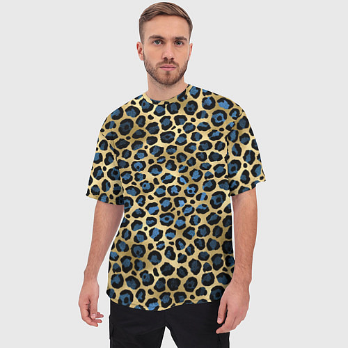 Мужская футболка оверсайз Стиль леопарда шкура леопарда / 3D-принт – фото 3