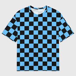 Футболка оверсайз мужская Шахматная доска Синяя, цвет: 3D-принт