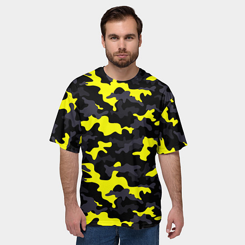 Мужская футболка оверсайз Black Camo / 3D-принт – фото 3
