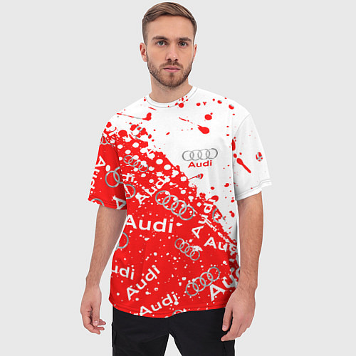 Мужская футболка оверсайз АУДИ Autosport брызги Паттерн / 3D-принт – фото 3