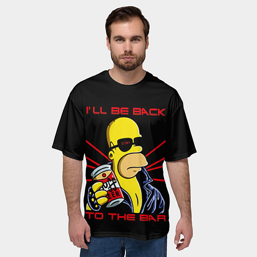 Мужская футболка оверсайз Гомер Ill Be Back to the bar Симпсоны / 3D-принт – фото 3