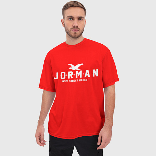 Мужская футболка оверсайз Узор Red Jorman Air Dope Street Market / 3D-принт – фото 3