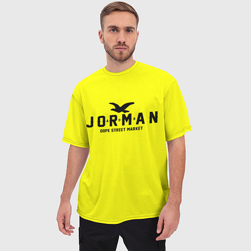 Мужская футболка оверсайз Узор Yellow Jorman Air Dope Street Market / 3D-принт – фото 3