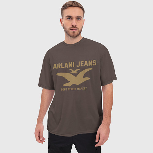 Мужская футболка оверсайз Узор Brown Orlani Jeans Dope Street Market / 3D-принт – фото 3