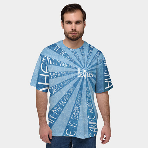 Мужская футболка оверсайз Beatles - голубой / 3D-принт – фото 3