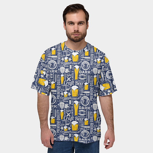 Мужская футболка оверсайз Пиво Craft Beer / 3D-принт – фото 3