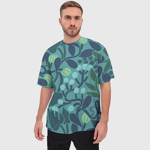 Мужская футболка оверсайз Запутанные растения / 3D-принт – фото 3