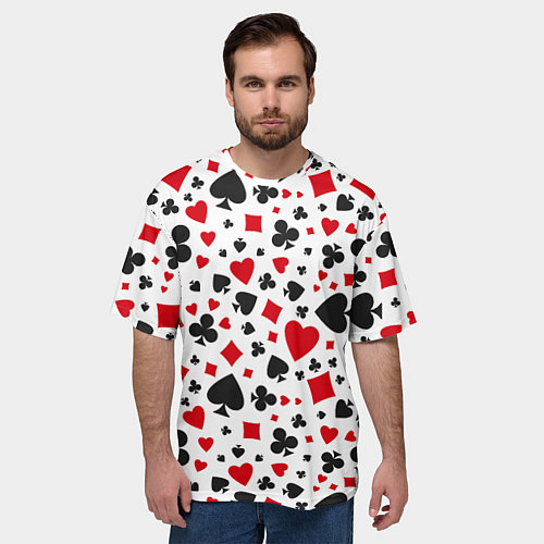 Мужская футболка оверсайз Картёжные Масти / 3D-принт – фото 3