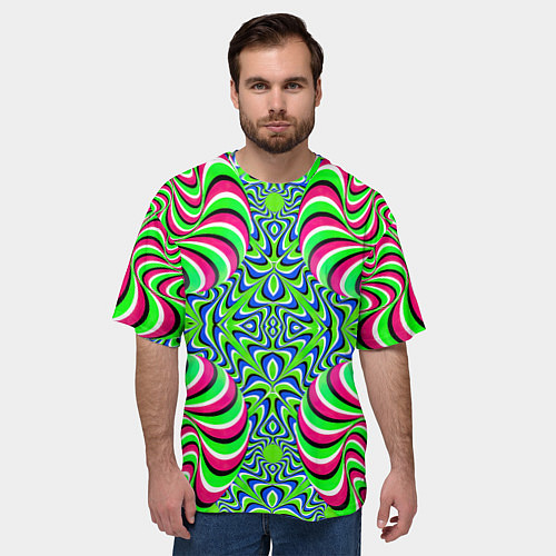 Мужская футболка оверсайз Оптическая Иллюзия Движение Галлюцинаций / 3D-принт – фото 3