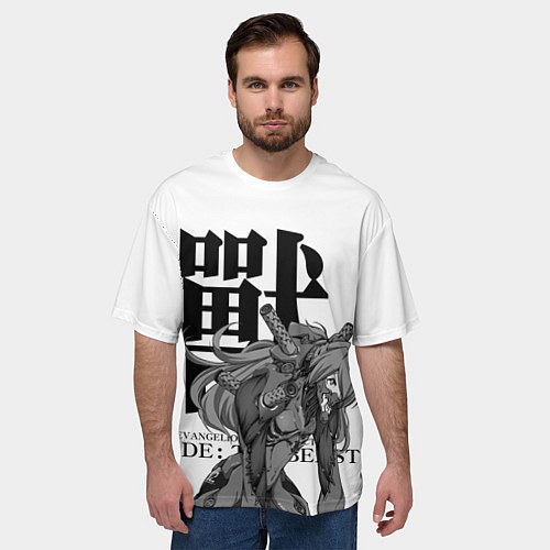 Мужская футболка оверсайз EVАNGELIОN / 3D-принт – фото 3