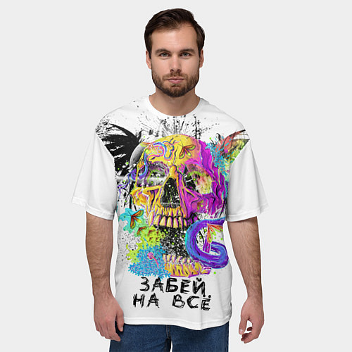 Мужская футболка оверсайз Череп забей / 3D-принт – фото 3