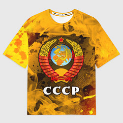Футболка оверсайз мужская СОВЕТСКИЙ СОЮЗ - ГЕРБ - Пламя, цвет: 3D-принт