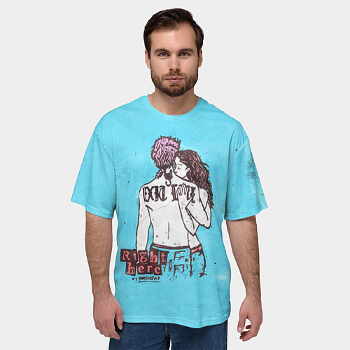Мужская футболка оверсайз Lil Peep Right Here / 3D-принт – фото 3