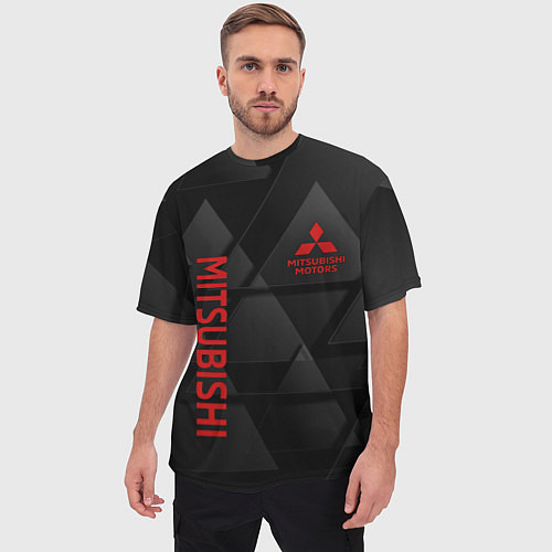 Мужская футболка оверсайз Mitsubishi Геометрия треугольники / 3D-принт – фото 3