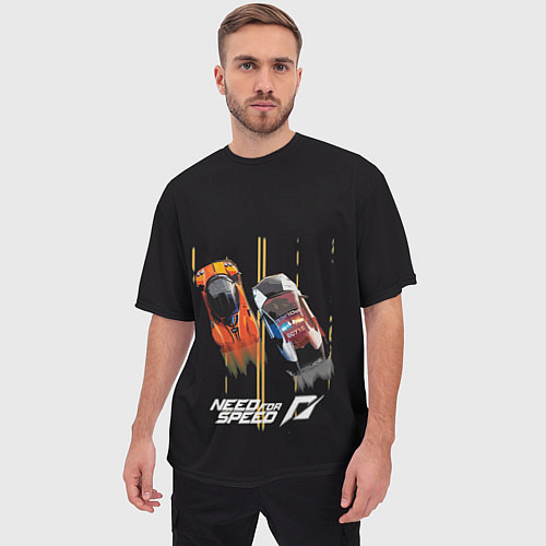 Мужская футболка оверсайз NFS гонки / 3D-принт – фото 3