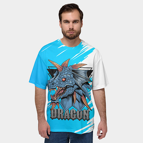 Мужская футболка оверсайз Dragon! / 3D-принт – фото 3