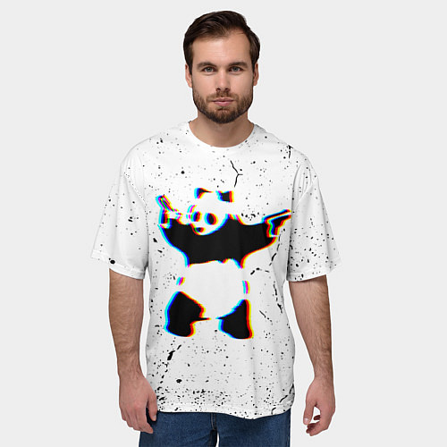 Мужская футболка оверсайз Banksy Panda with guns Бэнкси / 3D-принт – фото 3