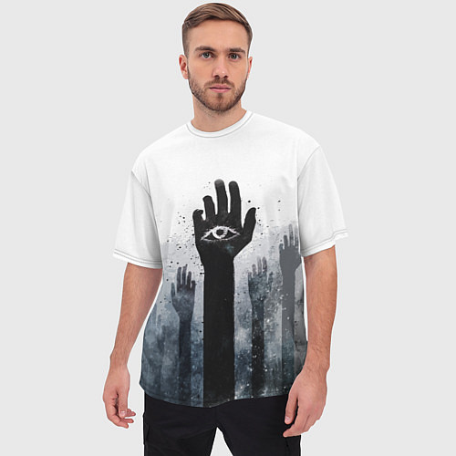 Мужская футболка оверсайз Рука - глаз / 3D-принт – фото 3