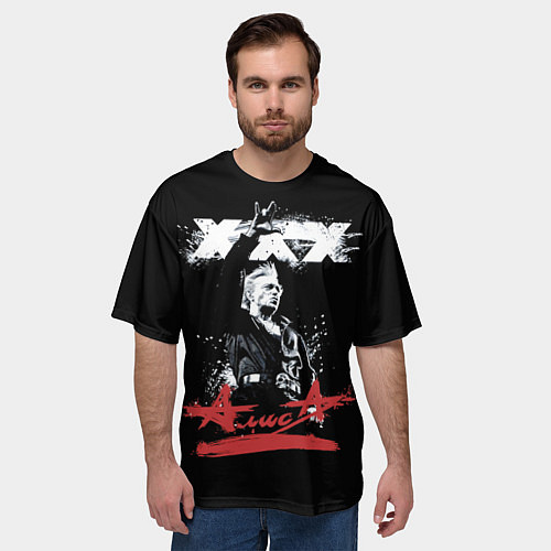 Мужская футболка оверсайз Алиса Русский Рок / 3D-принт – фото 3