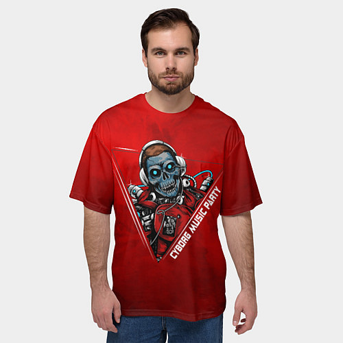Мужская футболка оверсайз Cyborg music / 3D-принт – фото 3