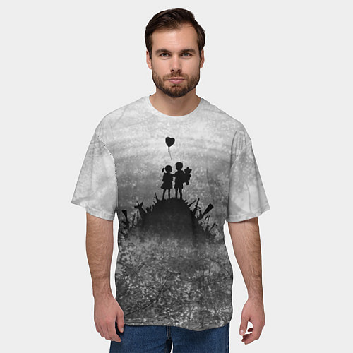 Мужская футболка оверсайз Бэнкси Дети Любовь Banksy / 3D-принт – фото 3
