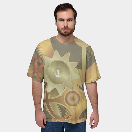 Мужская футболка оверсайз Механизмы паровой машины / 3D-принт – фото 3