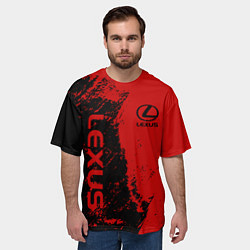 Футболка оверсайз мужская Lexus Лексус Черно красный, цвет: 3D-принт — фото 2