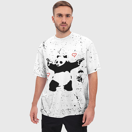 Мужская футболка оверсайз BANKSY БЭНКСИ панда / 3D-принт – фото 3