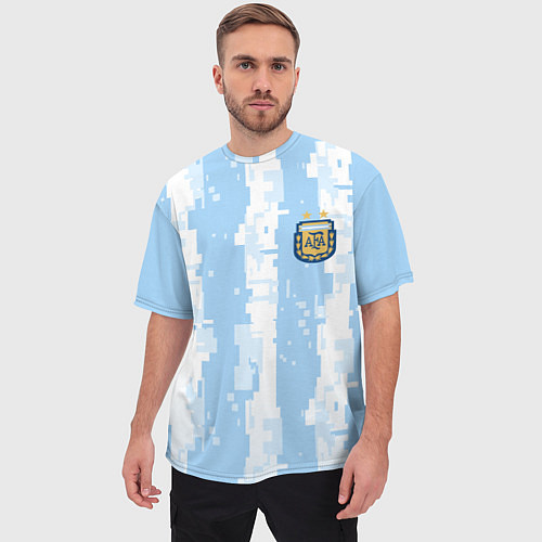 Мужская футболка оверсайз Сборная Аргентины Современная форма / 3D-принт – фото 3