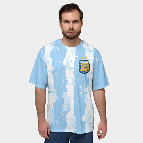 Мужская футболка оверсайз Сборная Аргентины Современная форма / 3D-принт – фото 3