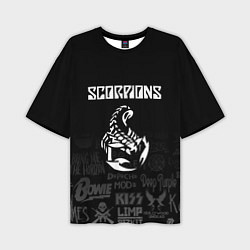 Футболка оверсайз мужская Scorpions логотипы рок групп, цвет: 3D-принт