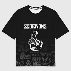 Футболка оверсайз мужская Scorpions логотипы рок групп, цвет: 3D-принт