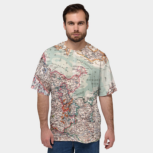 Мужская футболка оверсайз КАРТА МАЛЕНЬКОГО МИРА / 3D-принт – фото 3