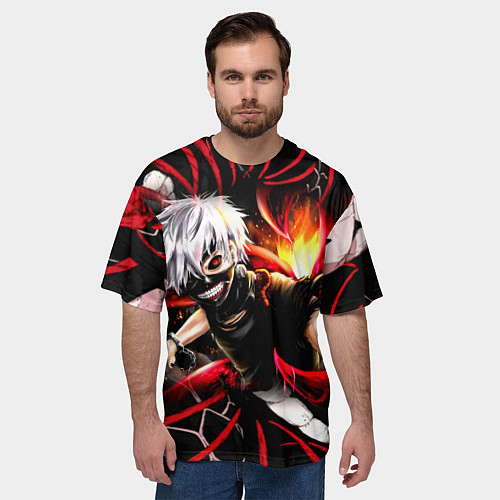 Мужская футболка оверсайз Tokyo Ghoul Токийский Гуль Red Snake / 3D-принт – фото 3