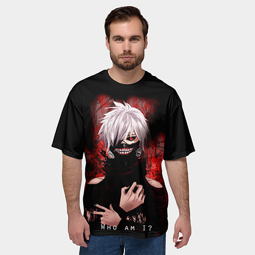 Мужская футболка оверсайз Tokyo Ghoul Токийский Гуль Who am I / 3D-принт – фото 3