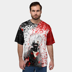 Футболка оверсайз мужская Канеки Кен Брызги Краски Токийский Гуль, цвет: 3D-принт — фото 2