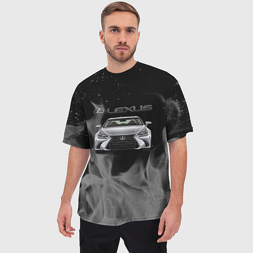 Мужская футболка оверсайз Lexus лексус огонь / 3D-принт – фото 3