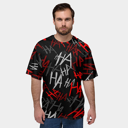 Мужская футболка оверсайз HA HA HA / 3D-принт – фото 3