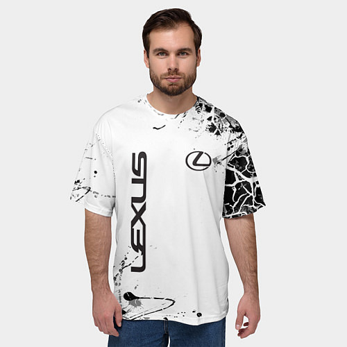 Мужская футболка оверсайз Lexus texture Трещины / 3D-принт – фото 3