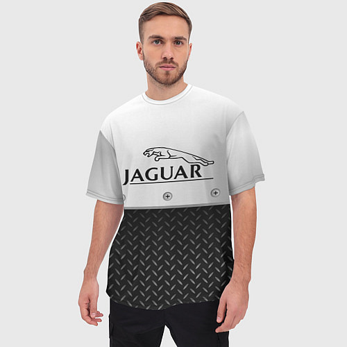 Мужская футболка оверсайз Jaguar Ягуар Сталь / 3D-принт – фото 3