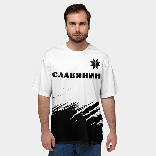 Мужская футболка оверсайз СЛАВЯНИН - АЛАТЫРЬ Краска / 3D-принт – фото 3