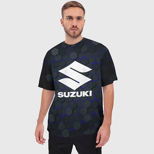 Мужская футболка оверсайз SUZUKI 3D плиты / 3D-принт – фото 3