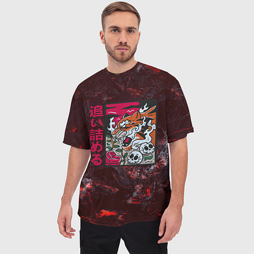 Мужская футболка оверсайз Японский тигр / 3D-принт – фото 3