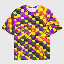 Мужская футболка оверсайз Черно-желтые кубы