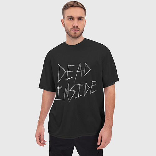 Мужская футболка оверсайз Надпись Dead Inside / 3D-принт – фото 3
