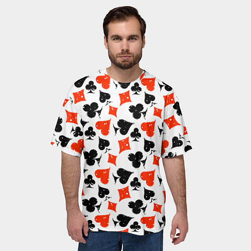 Мужская футболка оверсайз Пика, Черва, Крестя, Бубна / 3D-принт – фото 3