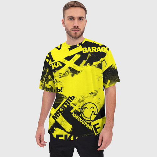 Мужская футболка оверсайз Черно-желтый беспредел / 3D-принт – фото 3